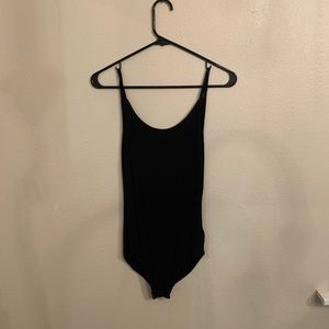 Black ribbed body suit